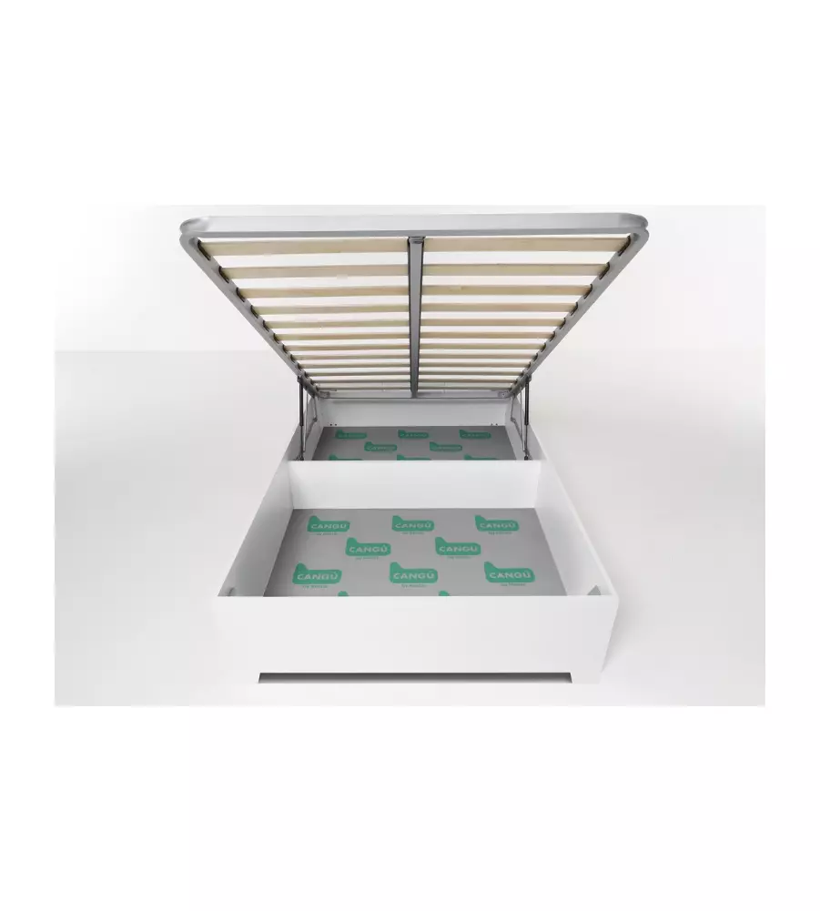 LETTO PIAZZA E MEZZA CONTENITORE CON PIEDINI "BED BOX" BIANCO 120X190 CM